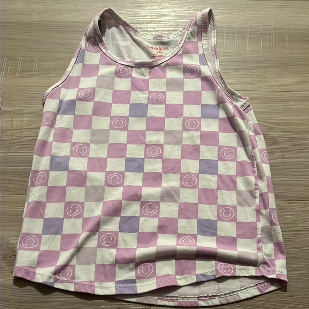 Purple and White Checkered Kids Tank Top